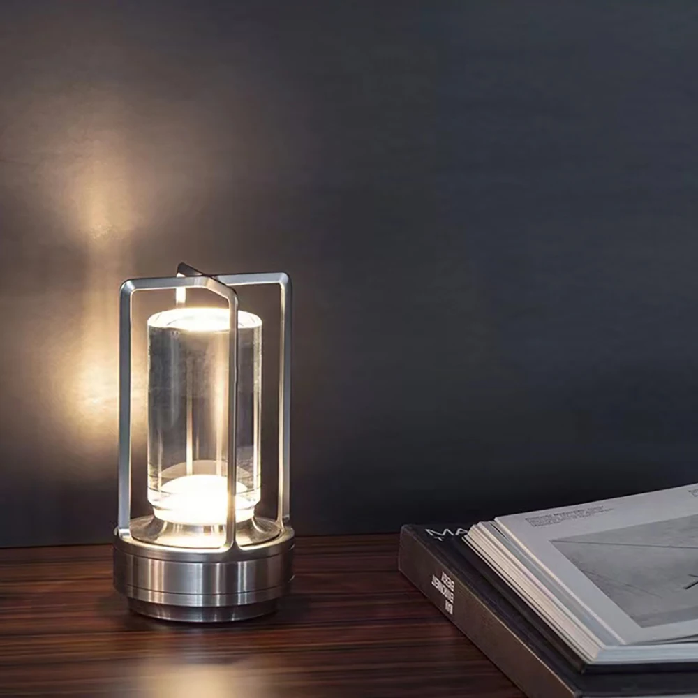 Table lamp LED crystal desk lamp Plastic rechargeable touch night light bedroom bedside table dining room decorative light