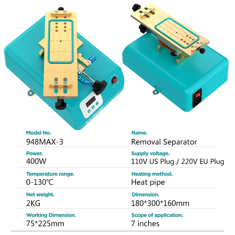 110V/220V 3 in 1 separatore schermo macchina rotante LCD vetro Touch per iPhone separatore schermo curvo riparazione di separazione rapida