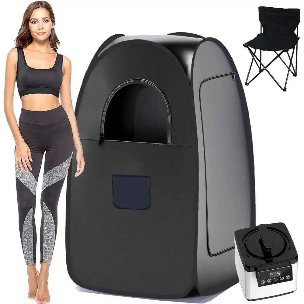 Tienda de campaña portátil para sauna de vapor con vaporizador ajustable, control remoto, silla plegable y capacidad de 4,0 L para relajación y deto
