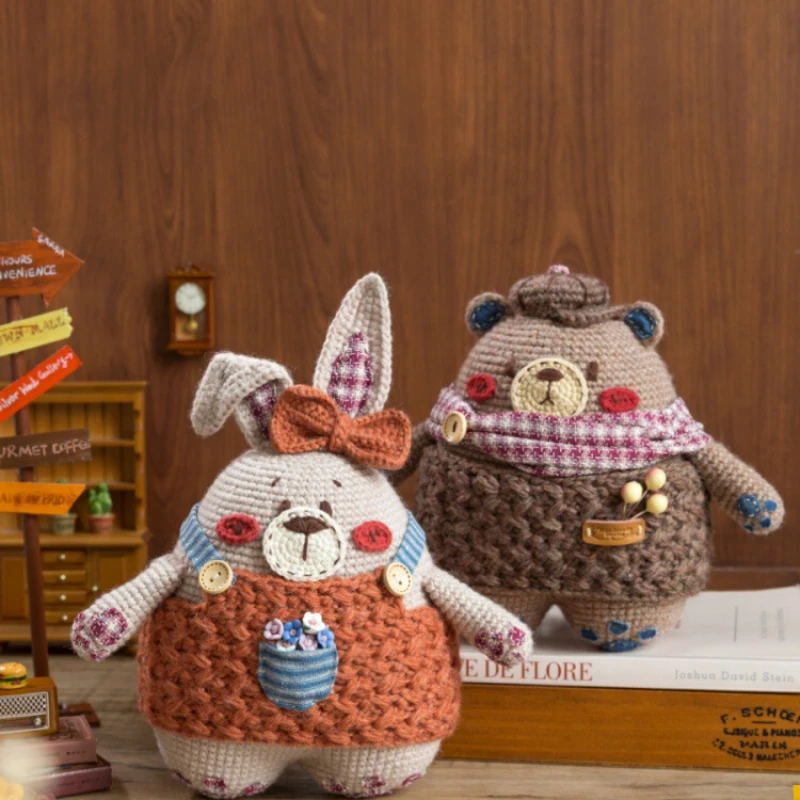 

Susan's Family DIY Crochet Kit Retro Bear Bunny Doll Material Package Crochet Doll Kit