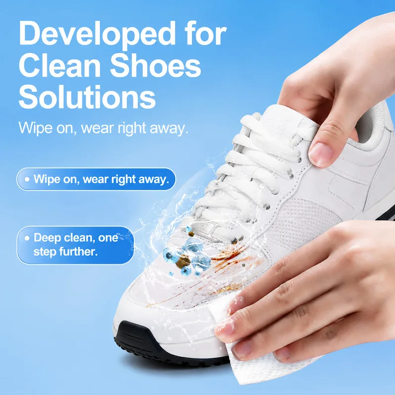 Shoe Cleaning Wipes Portable No-Rinse Sneaker Cleaner Wipes Quick Stain Removal Wet Tissue For White Shoes