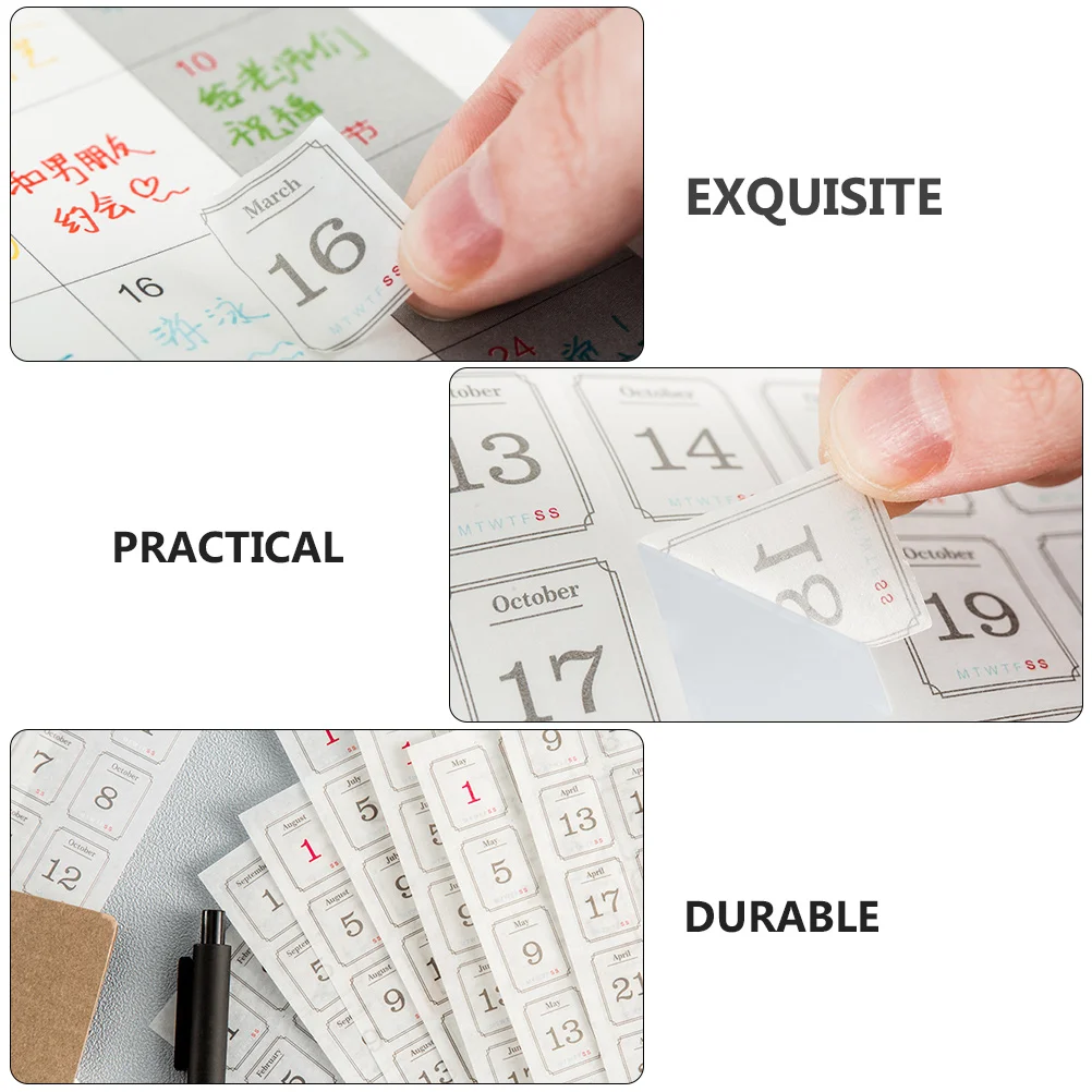 24 ورقة من علامات تبويب صفحة التقويم، ملصقات تاريخ اليوم، ملصقات مخططة شهرية، دفتر ملاحظات، مذكرات، علامات تزيين