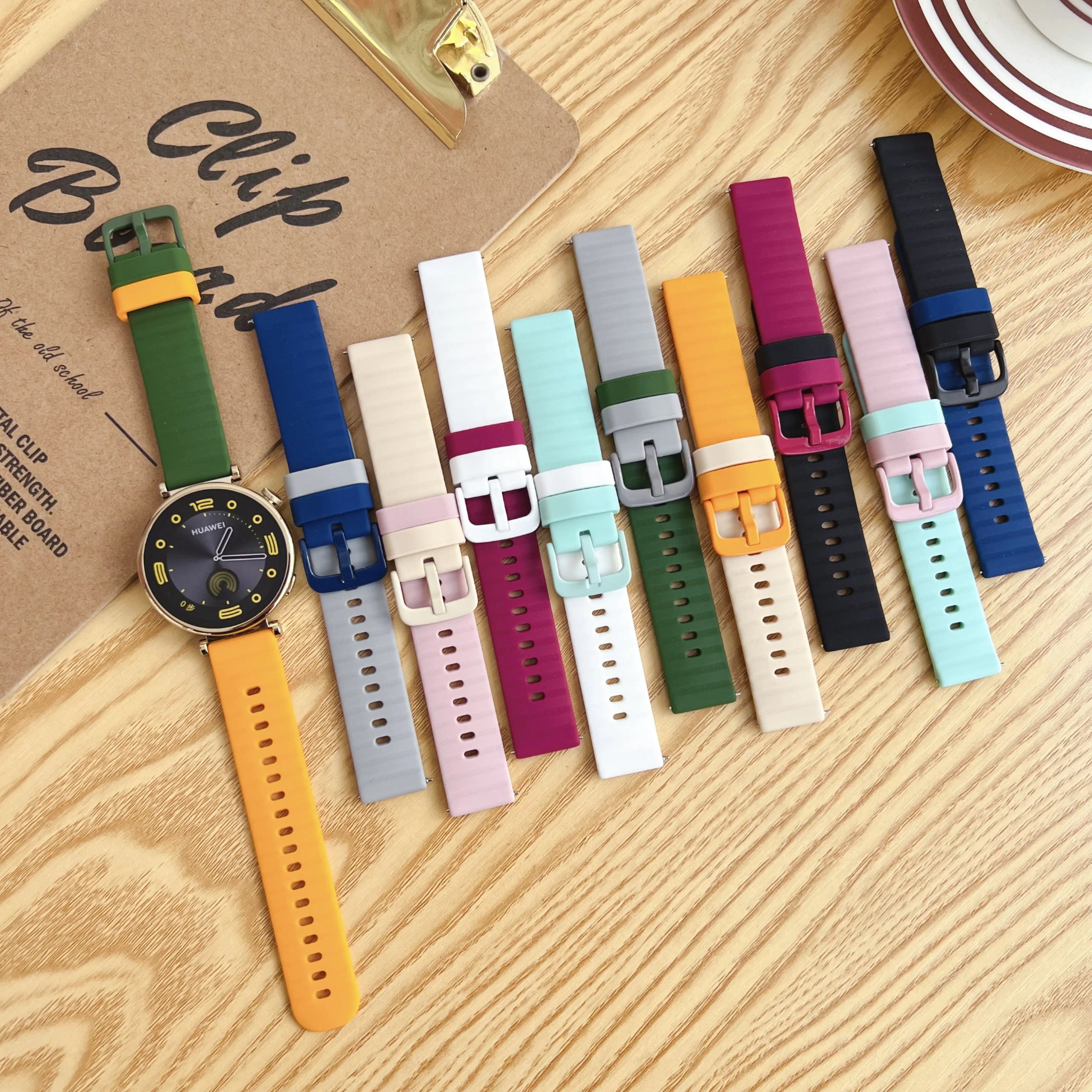 여성용 실리콘 시계 밴드 스트랩, 화웨이 워치 GT4 5 41mm, 여성용 스마트워치 스트랩, 18mm