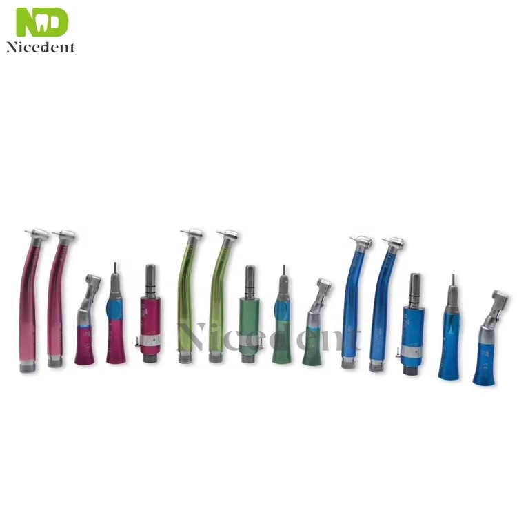 Set handpiece warna-warni kecepatan rendah, kit handpiece lambat/handpiece kecepatan tinggi