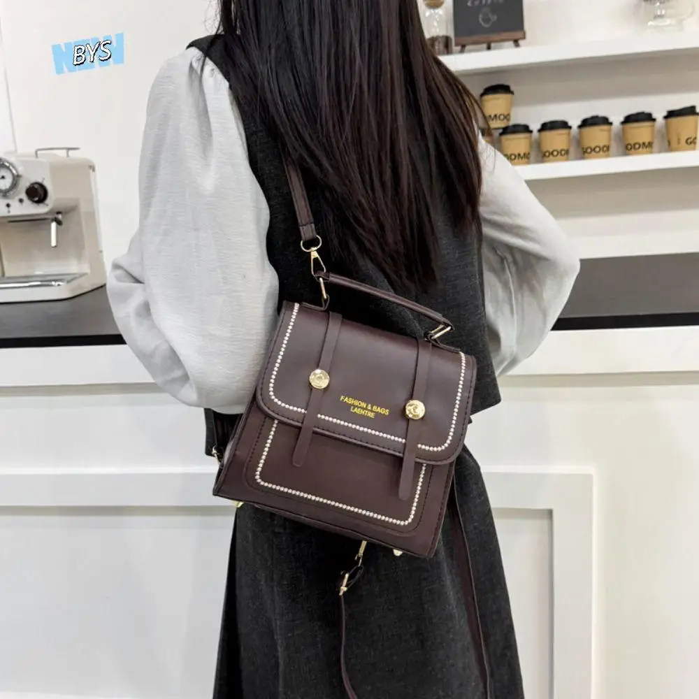 Casual Korean Style Travel Backpack Retro Multifunction Crossbody Bag Portable Small Square Bag College Student