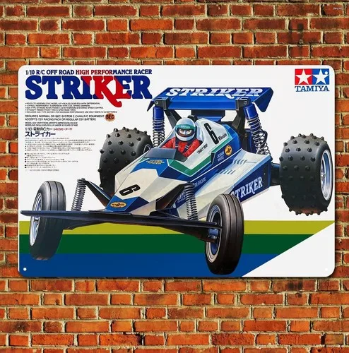 Metallposter Vintage RC-Auto Wanddeko Blechschild Plakette Tamiya Striker Boxart