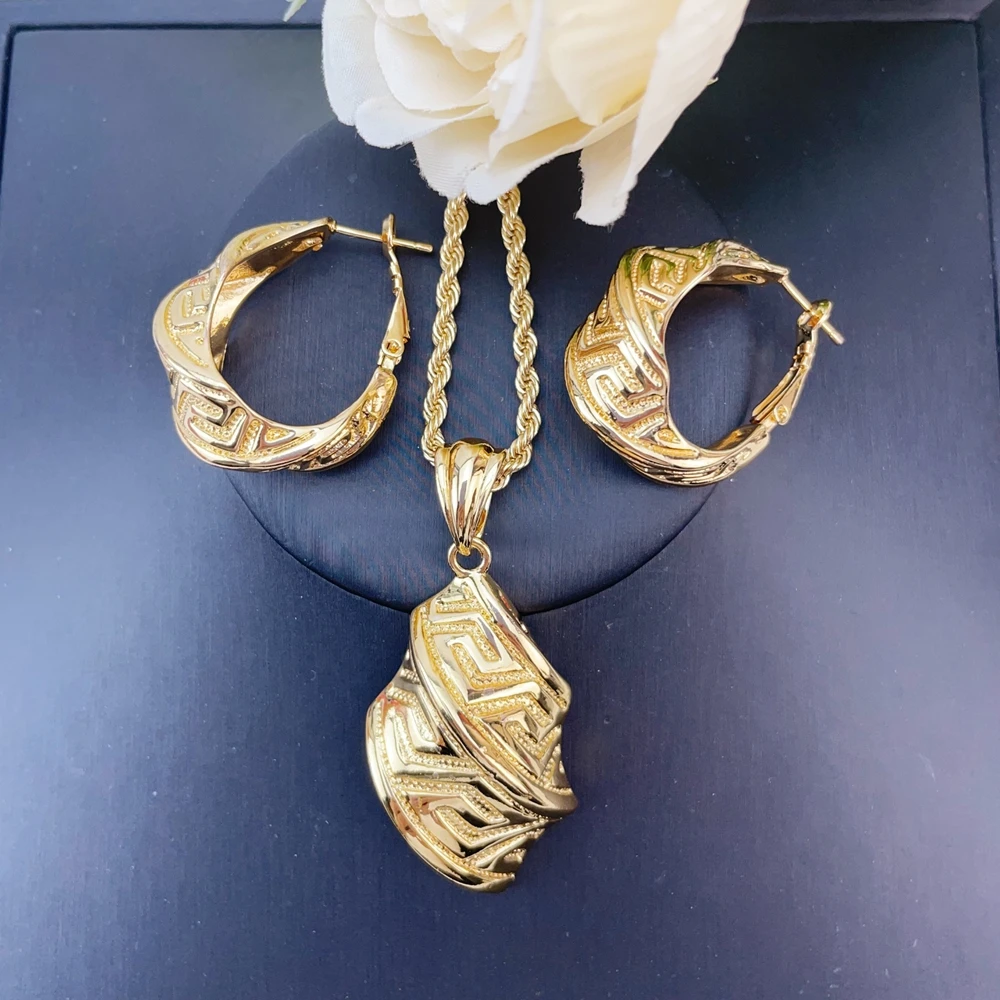 EMMA Women Fashion Jewelry Set New Trendy Big Necklace Earrings Sets Italian Style Luxury Jewelry For African Mama FHK30049