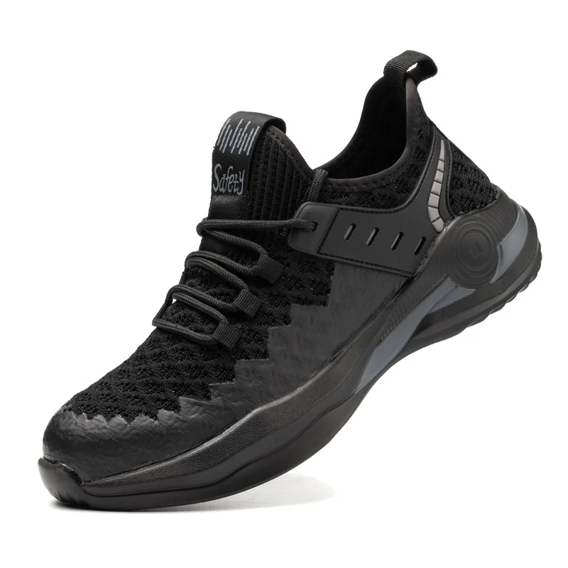 Labor Protection Shoes Anti Impact  Anti Puncture Protective Shoes All-season Flying Woven Lightweight Soft  Safe Work Shoes
