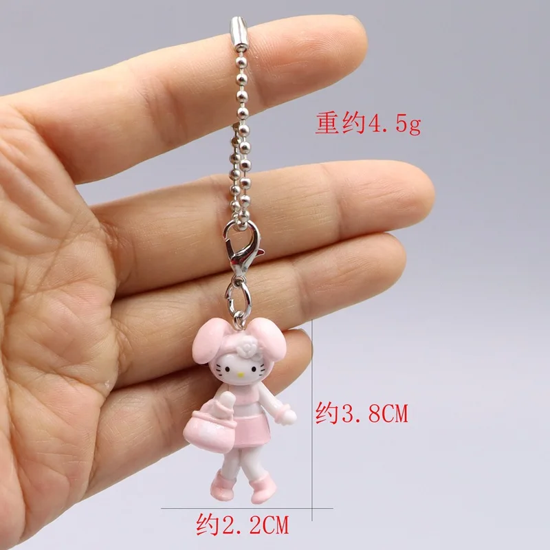 Nuevo Sanrio Usahana Mini colgante de cadena de resina para teléfono móvil Hello Kitty caja de maquillaje llavero niños mochila cremallera decoración juguete