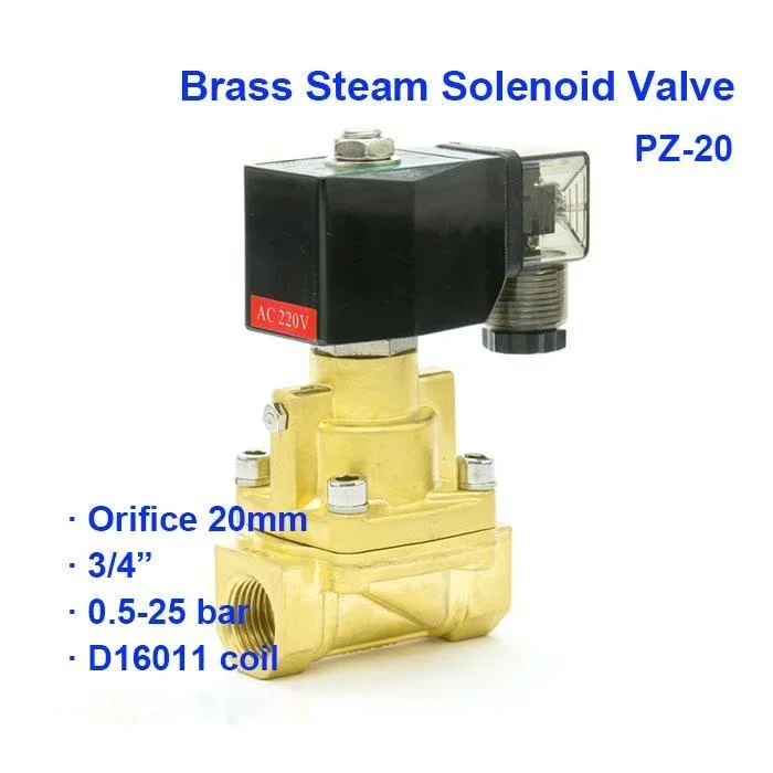 2 Way High Pressure Pneumatic Brass Pilot Steam Solenoid Valve PZ-20 BSP Port G3/8