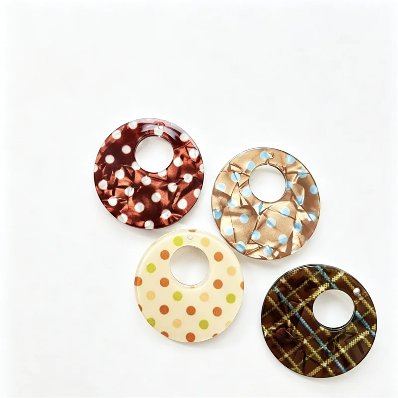 Wholesale 46pcs/lot 35mm color pattern print geometry rounds shape acrylic diy jewelry garment hair accessory