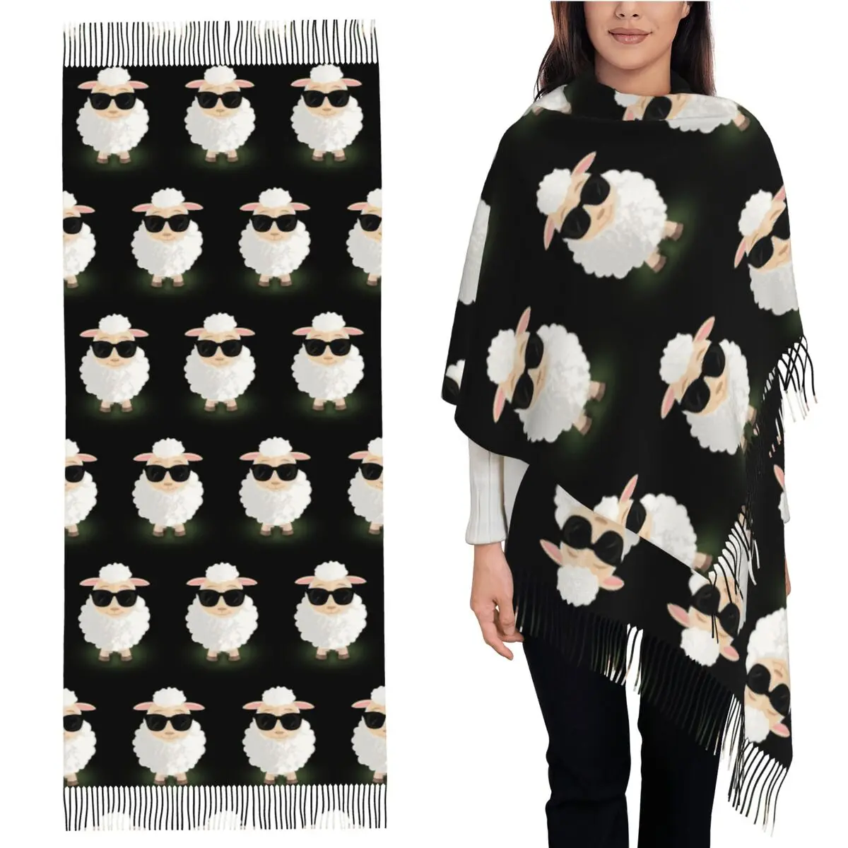 

Cool Sheep Scarf Tassel Scarves Women Soft Warm Shawls and Wraps Long Fall Winter Shawl Wrap