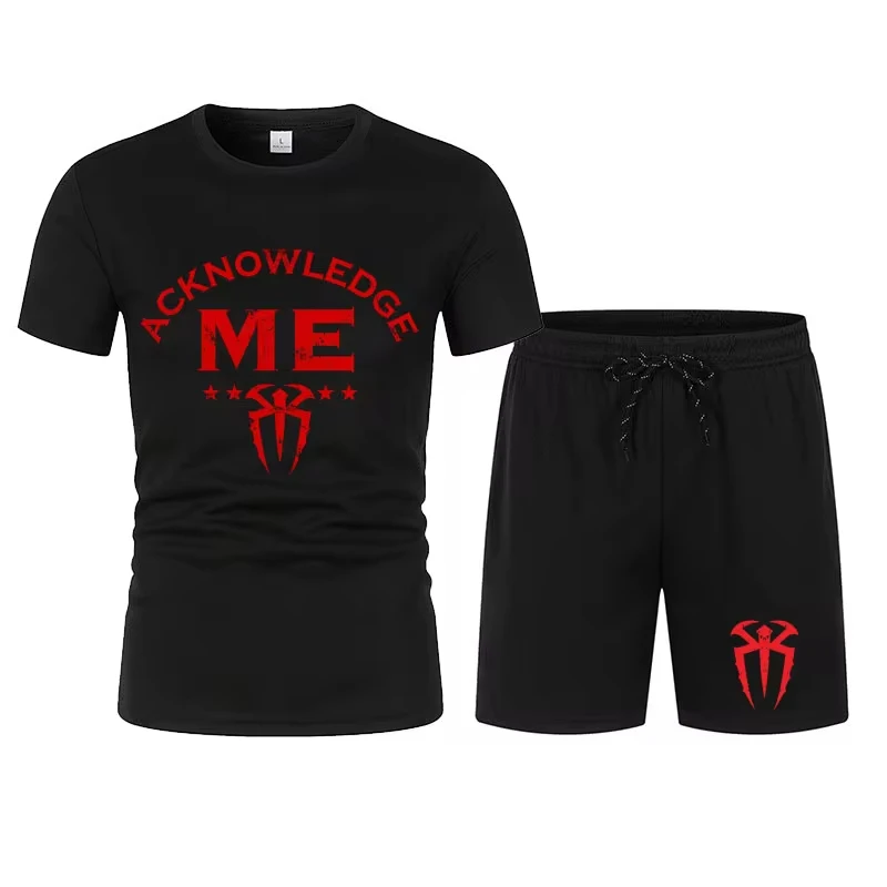 

2025 Men's Roman Reigns ''Acknowledge Me'' T-Shirt Shorts Set Summer Short Sleeve Man Overiszed Suits New Fashion Clothing Sets