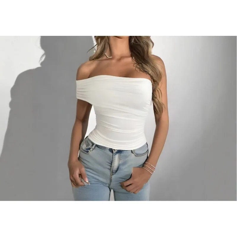 

Summer Hot-selling Tops, European and American Fashion One-shoulder One-word Neck Tube Top Slim-fit Top