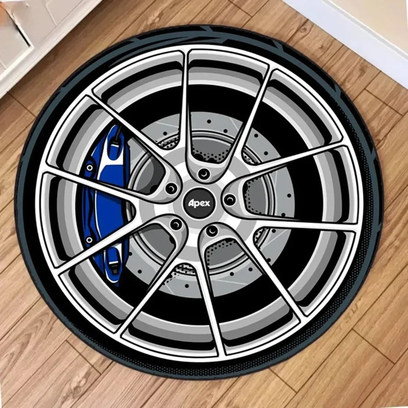 VIKAMA Car Hub Round Cushion Soft Non-Slip Living Room Bedroom Carpet Modified Car Enthusiasts Home Decoration
