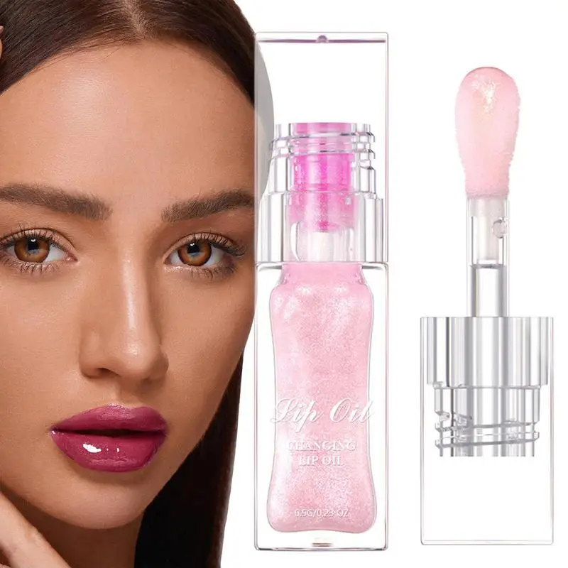 Glänzende Perle Feuchtigkeit creme Farbwechsel Lip gloss transparente Farbwechsel Glas Lippen öl Glitter Wasser Lip gloss Lip Glasur