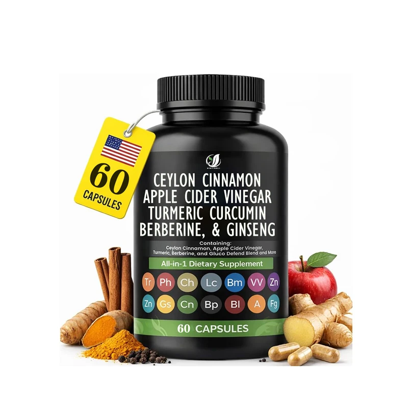 Ceylon Cinnamon Capsules Contain Apple Cider Vinegar and Turmeric Curcumin, A 16 in 1 Herbal Supplement