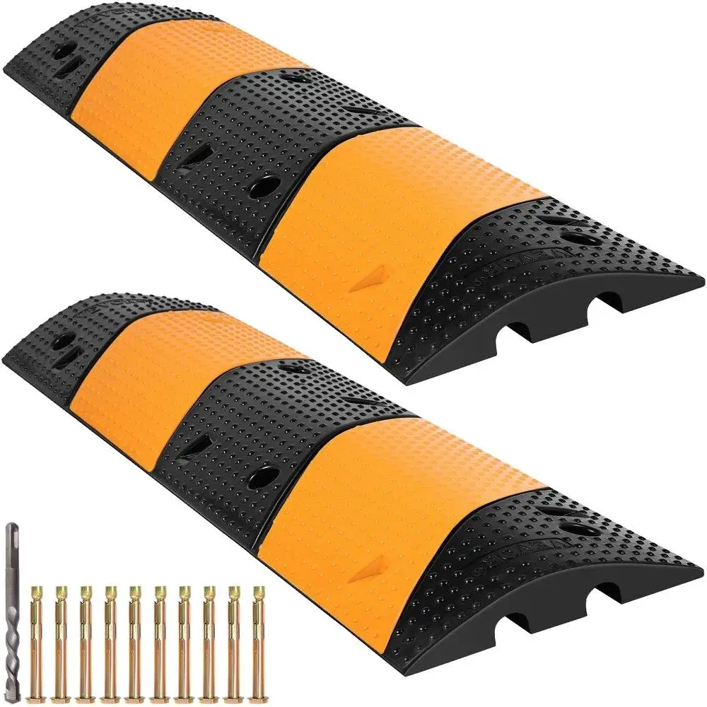 

Heavy Duty 2-Pack Modular Speed Bump 22000 LBS Capacity for asphalt Concrete Gravel Garage Driveway