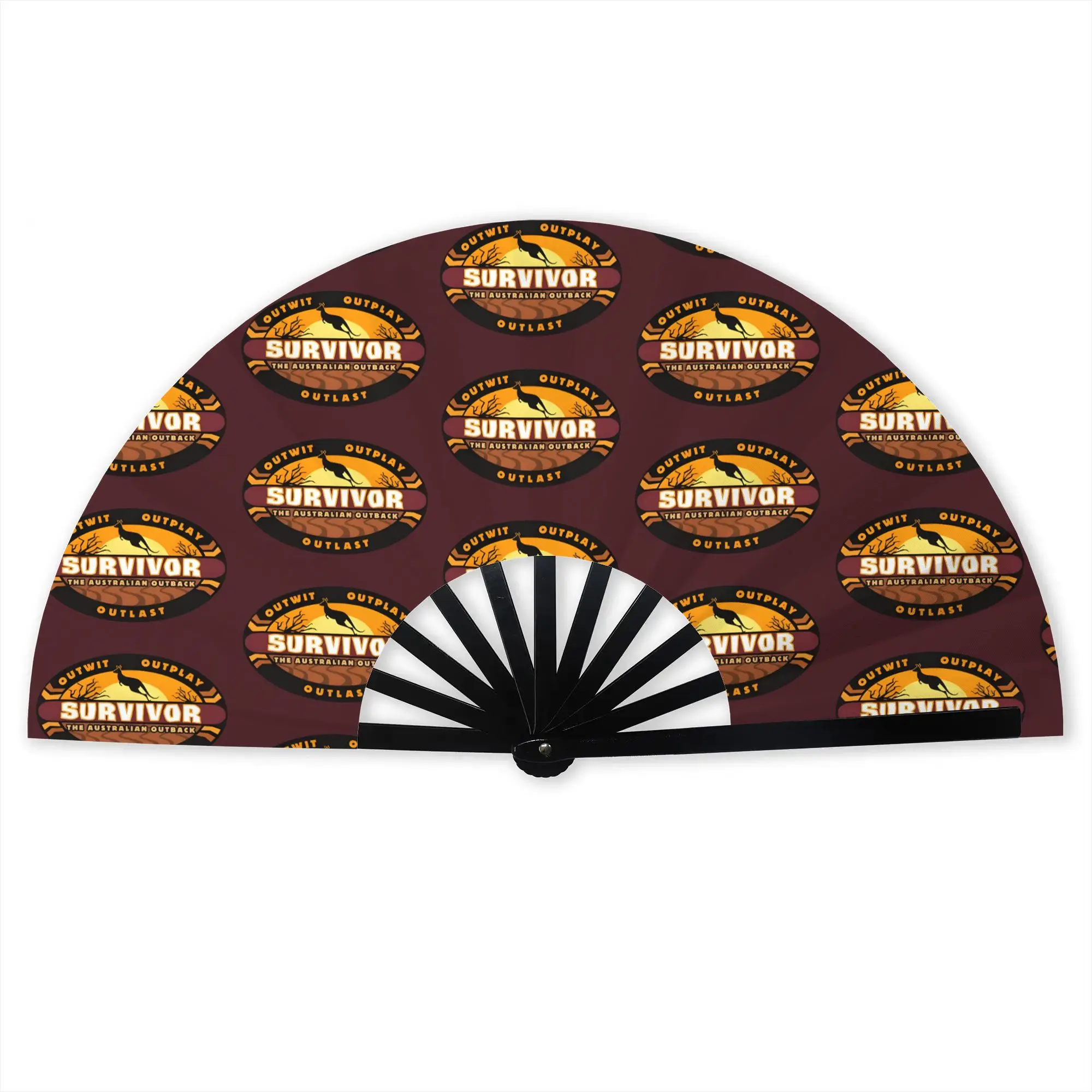 S-Survivors Folding Hand Fan DIY Adventure Game TV Show Polyester Fabric Fan Cool Summer Accessory Decorative Fans
