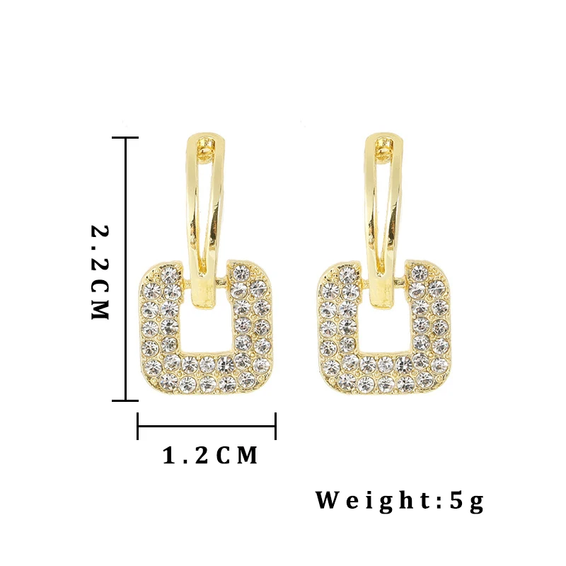 New Fashion Square Drop Earrings for Women Hollow Out Golden Color Geometry Dangle Earrings Trendy Crystal Earring Party Jewelry