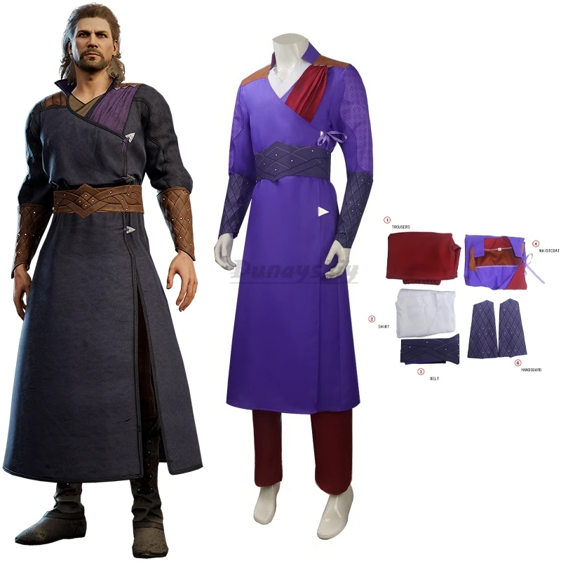 Gale Cosplay Costume Trench Purple Robe Men Game Baldurs Gate 3 Role Play Men Uniform Gate Halloween Christmas Carnival Full Set