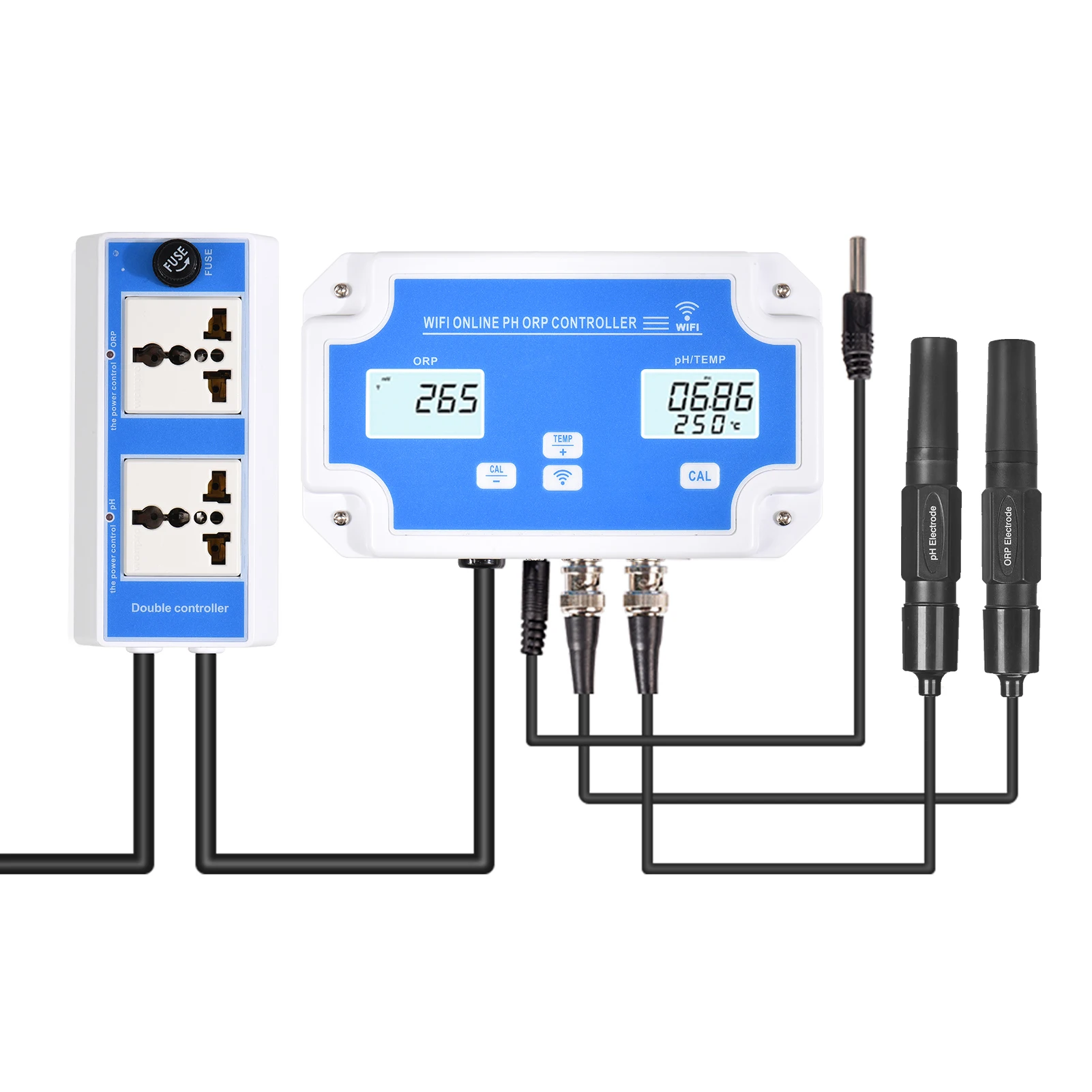 Wireless Water Quality Detector PH Meter ORP/TEMP Controller Water Quality Tester with Separate Relays Water Quality Monitor