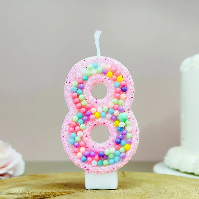 Macarrón Digital en polvo creativo para niña, vela de cumpleaños, decoración de pastel, adorno, suministros para fiesta