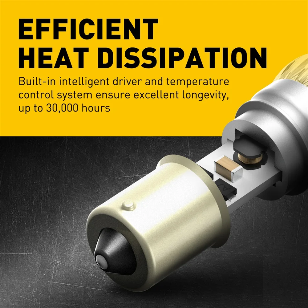 2X AUXITO 300% مصباح LED أصفر ساطع 1156 P21W BA15S BAY15D T20 7440 W21W 7443 بدوره عكس DRL Canbus أضواء الإشارة 12V 3030SMD 360