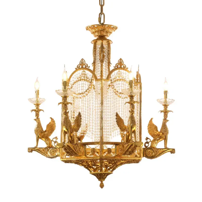 Baroque Foyer Luxury Sirius Decorative Lights Brass Dome Pendant Light Palace Light Chandelier for Restaurants