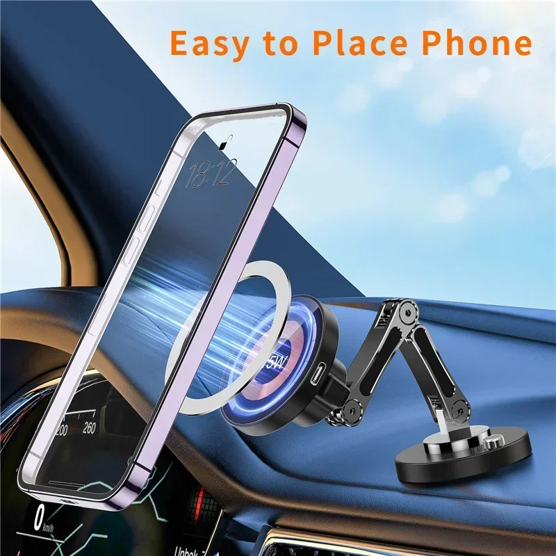 VIKEFON Magnetic Car Wireless Charger Stand Magnet Car Mount Fast Charging Station Phone Holder Bracket For iPhone 15 14 13 12 image 5