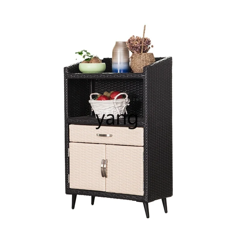 Yjq Outdoor Bucket Cabinet Rattan Living Room Balcony Waterproof Bedroom Storage Cabinet