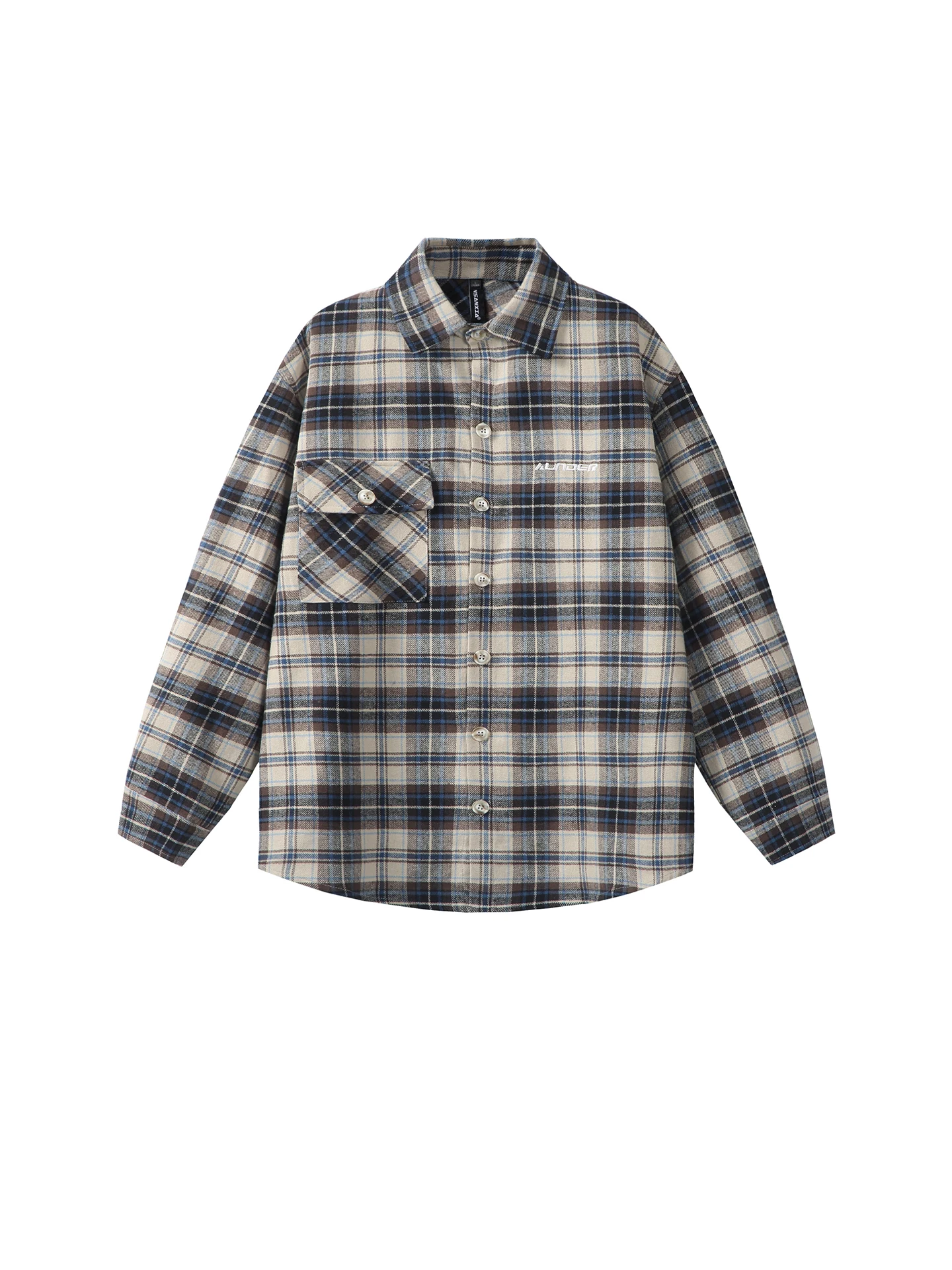 

Retro Contrast Color Plaid Splicing Collar Men's Casual irt Spring Seasonal Lazy Sle Couple Outerwear Long Sve Cotton