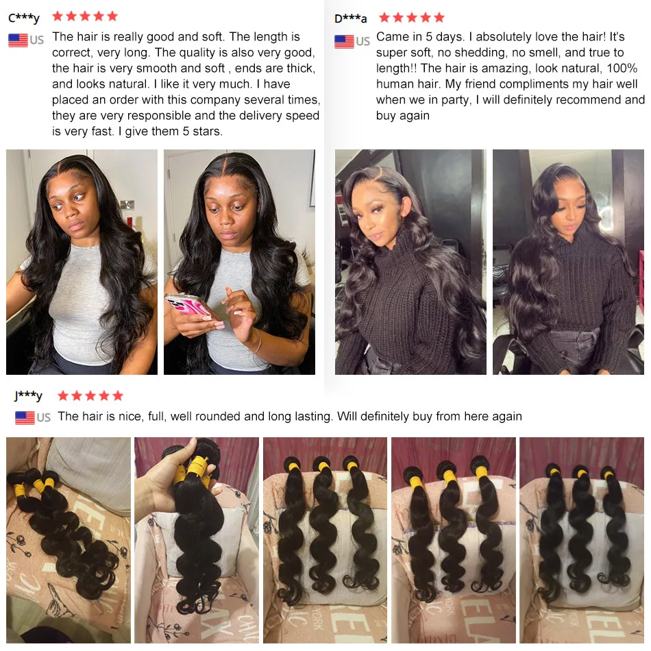 Body Wave Bundles Brazilian Hair Weave Bundles 1/3/4 PCS 100% Human Hair Bundles Natural /Jet Black 10-32\