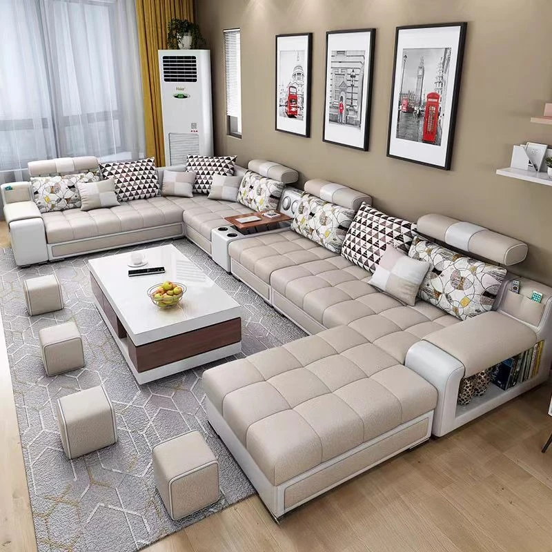 Simple and modern apartment, living room corner technology cloth fabric sofa combination complete furniture