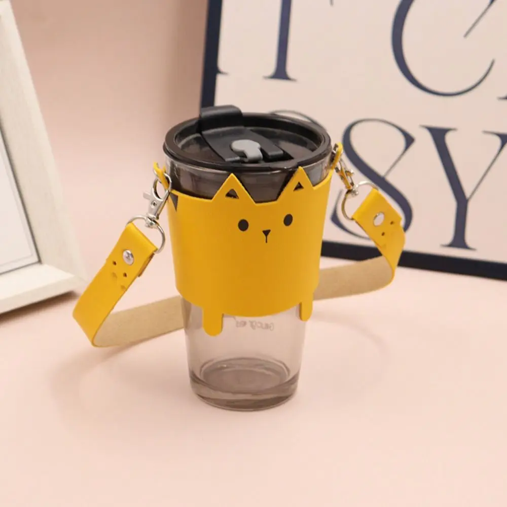 Cute Cat Design Water Mug Tumbler Holder Pouch Anti scalding Hand-held Handheld Cup Sleeve Outdoor Coffee Water Bottle