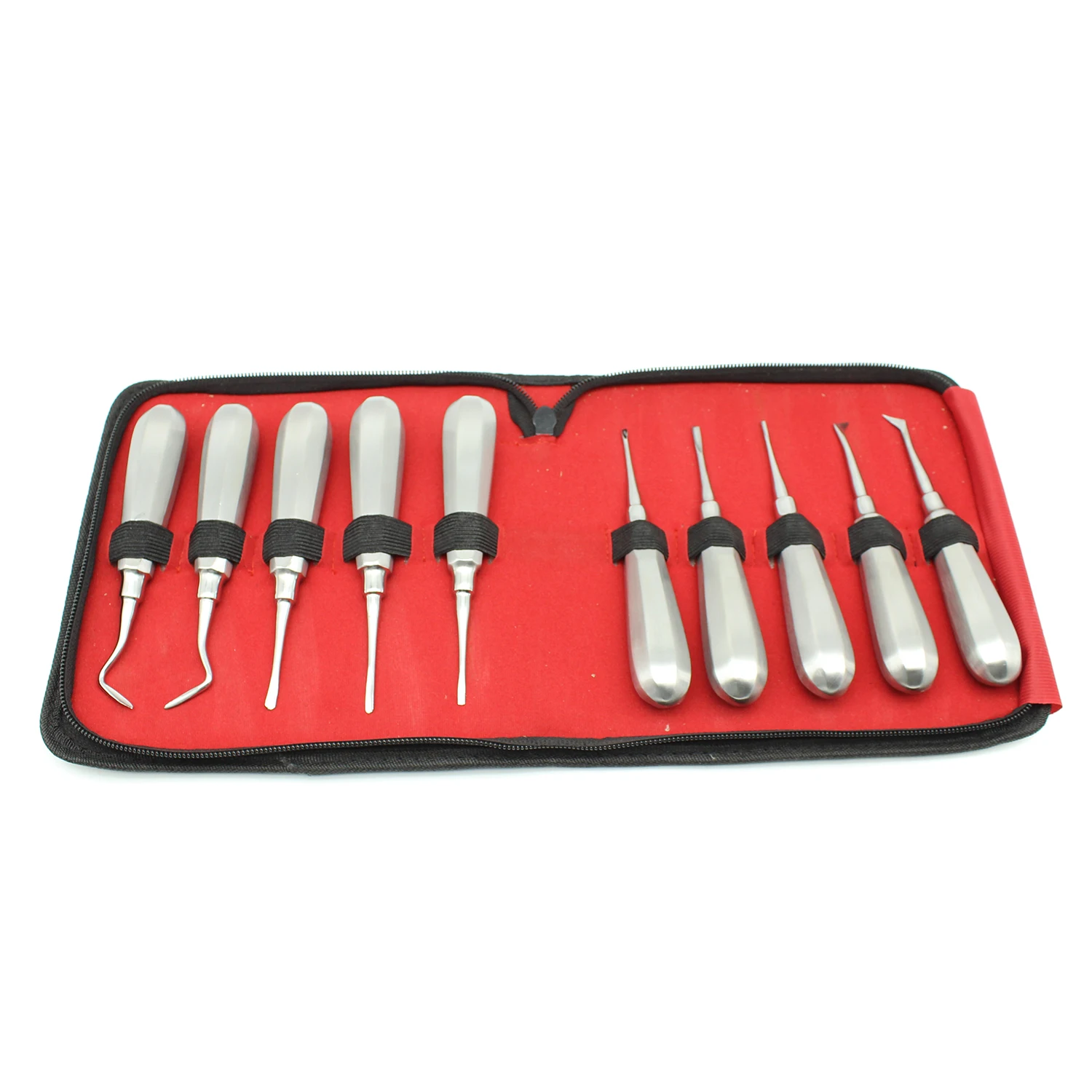 10pcs Dental Elevator Teeth Extraction Tooth Extracting Forceps Stainless Steel Curved Root Lift Elevator Dentist Surgical Tools