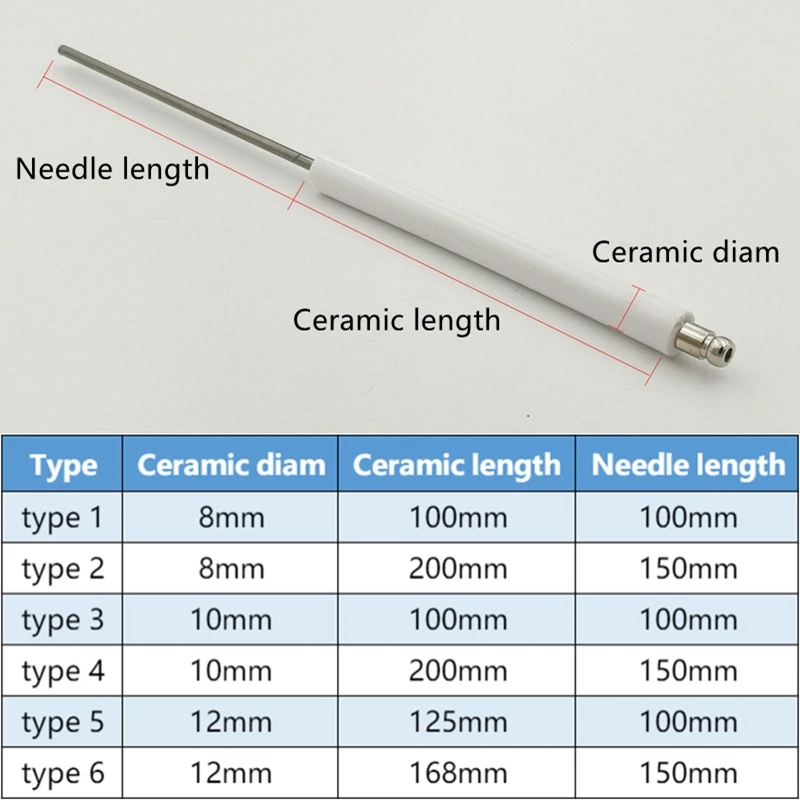 Gas Burner Ceramic Ignition Needle Diesel Stove Head Ignitor Rod Electrode Long Burning Stick Ion Probe for Flame Detection