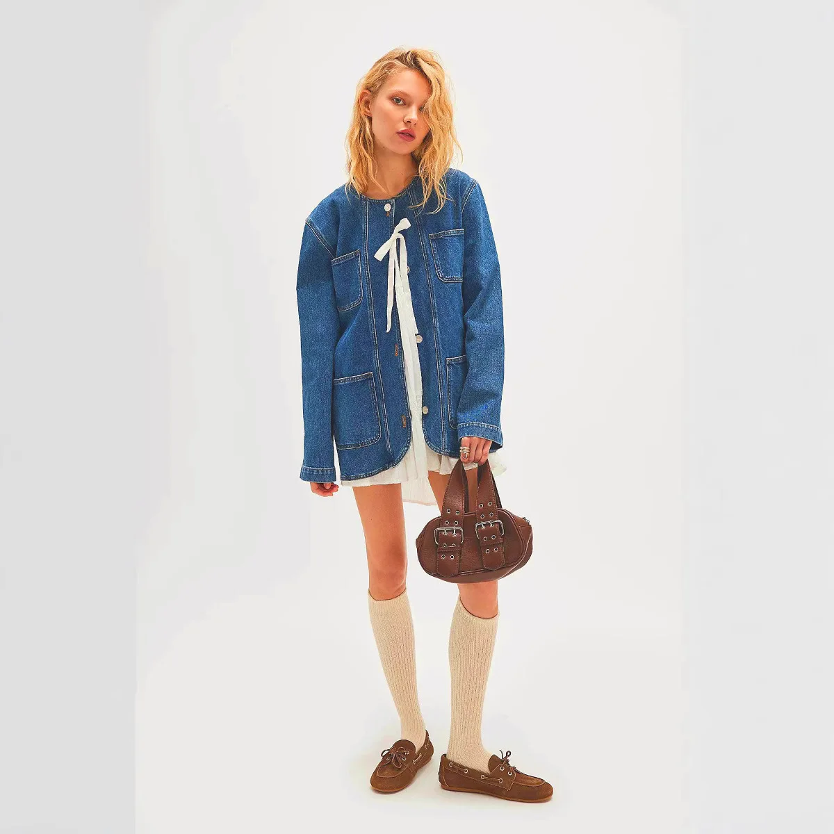

Summer 25 Years Fashion Casual Wear Simple Loose Fashionable Women's Denim Jacket 13053