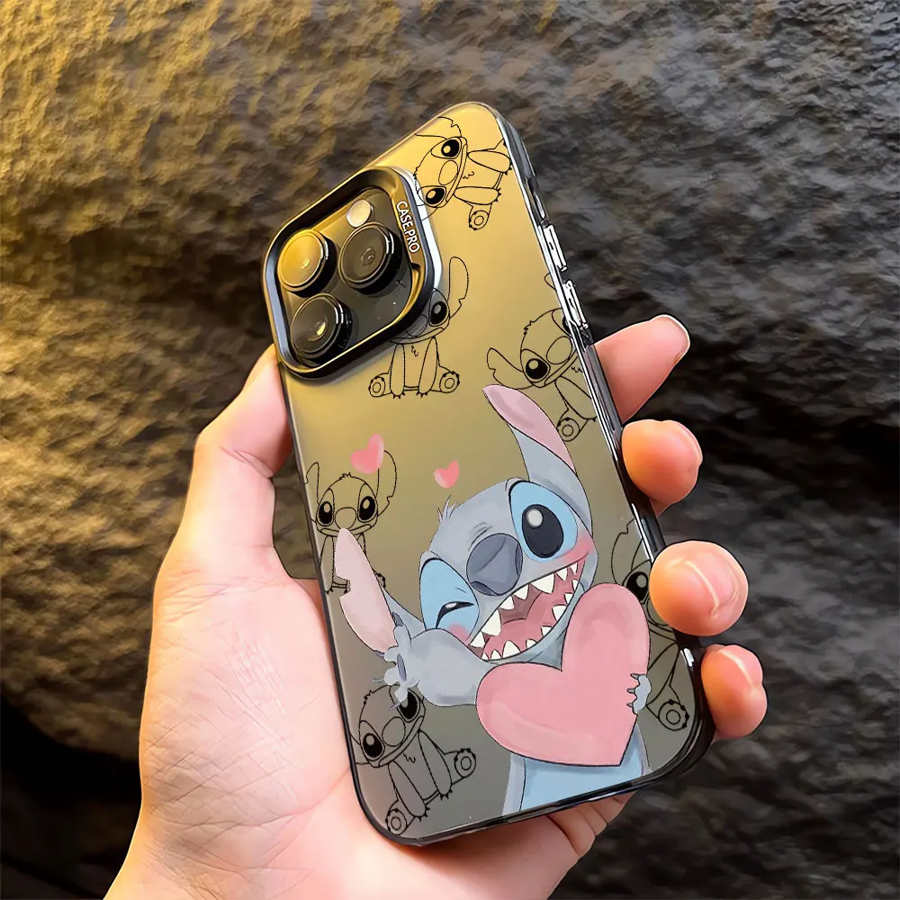 Casing ponsel sudut Disney Stitch, pelindung tahan guncangan untuk iPhone XR XS Max 15 Plus 11 Pro Max 14 Pro X 13 12 Pro