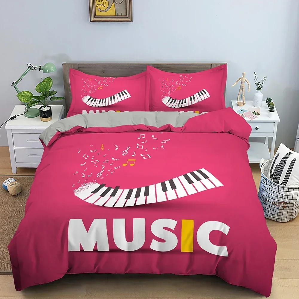 

Music Piano Keyboard Music Note Comfortable Duvet Quilt Cover Pillowcase Bedding Set Children Bedroom Decoration Home Textile