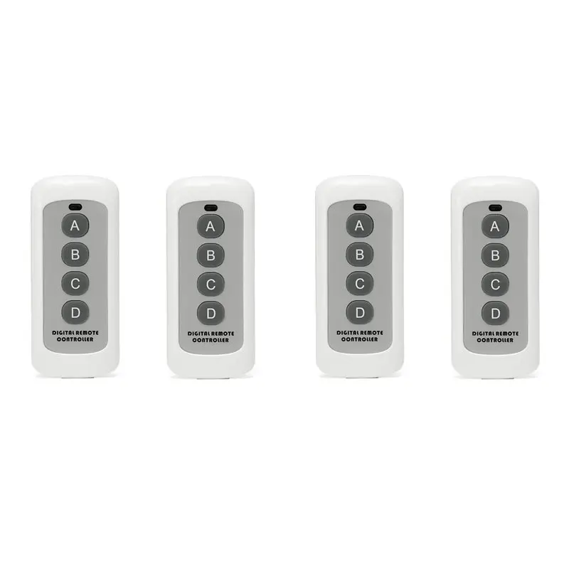 

ABZW 4X 433MHZ Wireless RF Remote Control White 4-Button Remote Control EV1527 Learning Code Wireless Remote Control