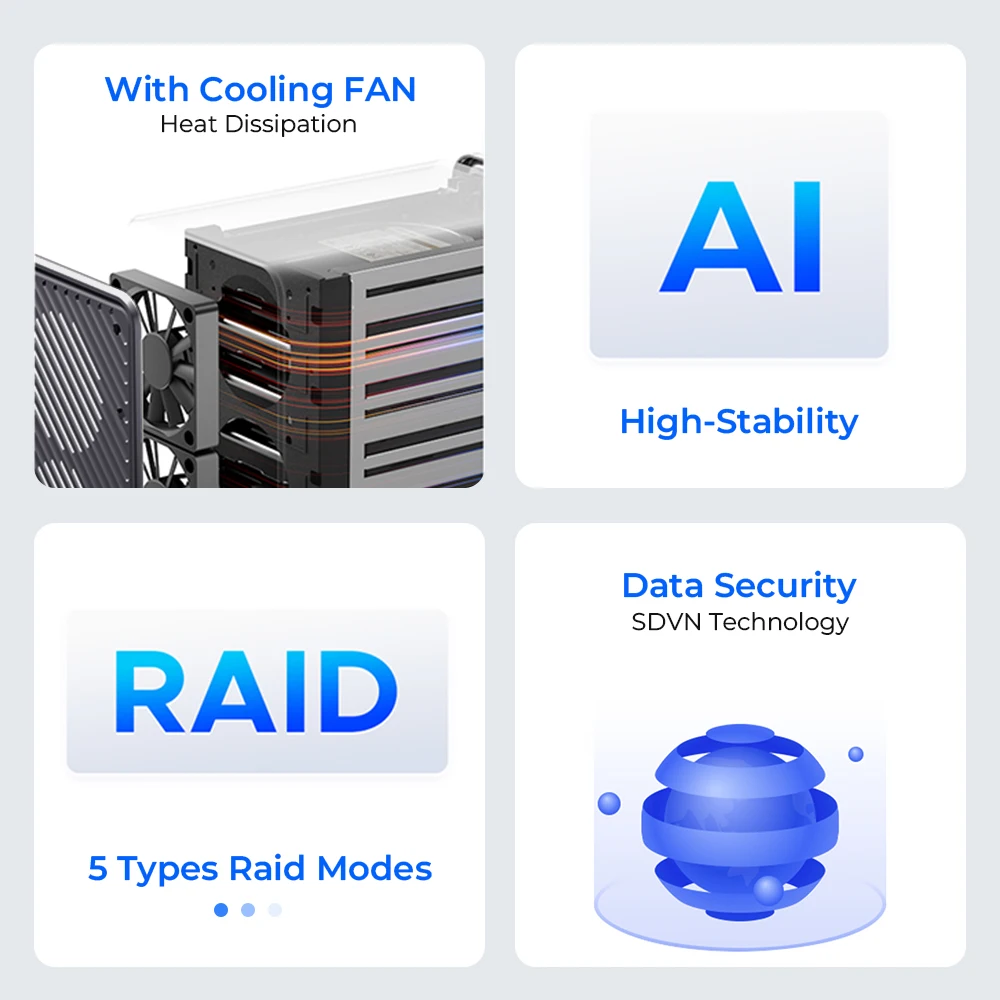 Imagem -04 - Orico-usb 3.2 Gabinete Sata 3.0 Nas Hdd Ssd Backup Inteligente para Projeto Hdd 40tb 100tb House Cloud Serve