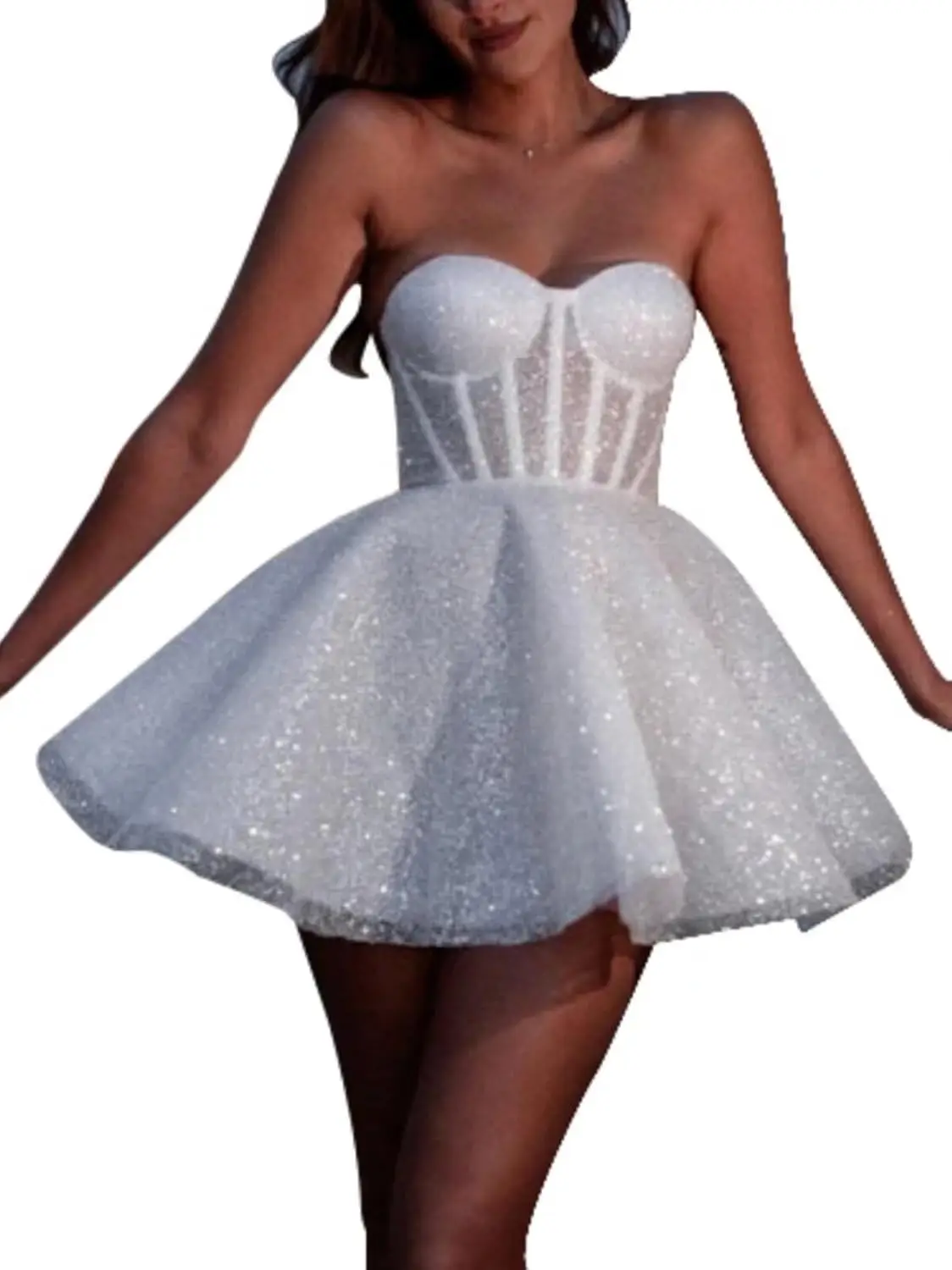 

Short Wedding Dresses for Bride Mini Formal Bridal Gowns with Sleeves Graduation Homecoming Dresses Prom Tulle Mini Dress