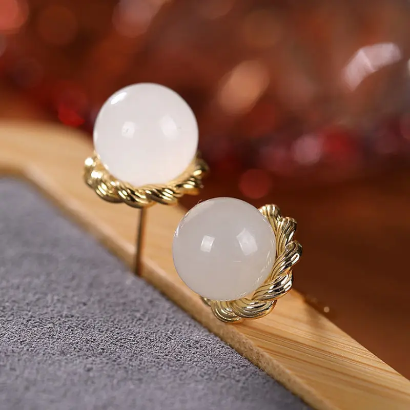 

*Ancient gold large bead stud earrings