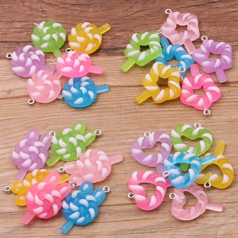 10PCS 4 Styles 6 Color Cartoon 3D Resin Round Heart Star Rabbit Charm For Women Children Gifts Dangles DIY Jewelry Accessories