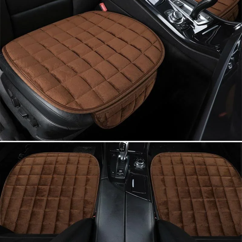 Cross Car Seat Cushion No Backrest Three Piece Set No Binding, Anti Slip Thick Seat Cushion Warm Single Piece Car Seat Cover