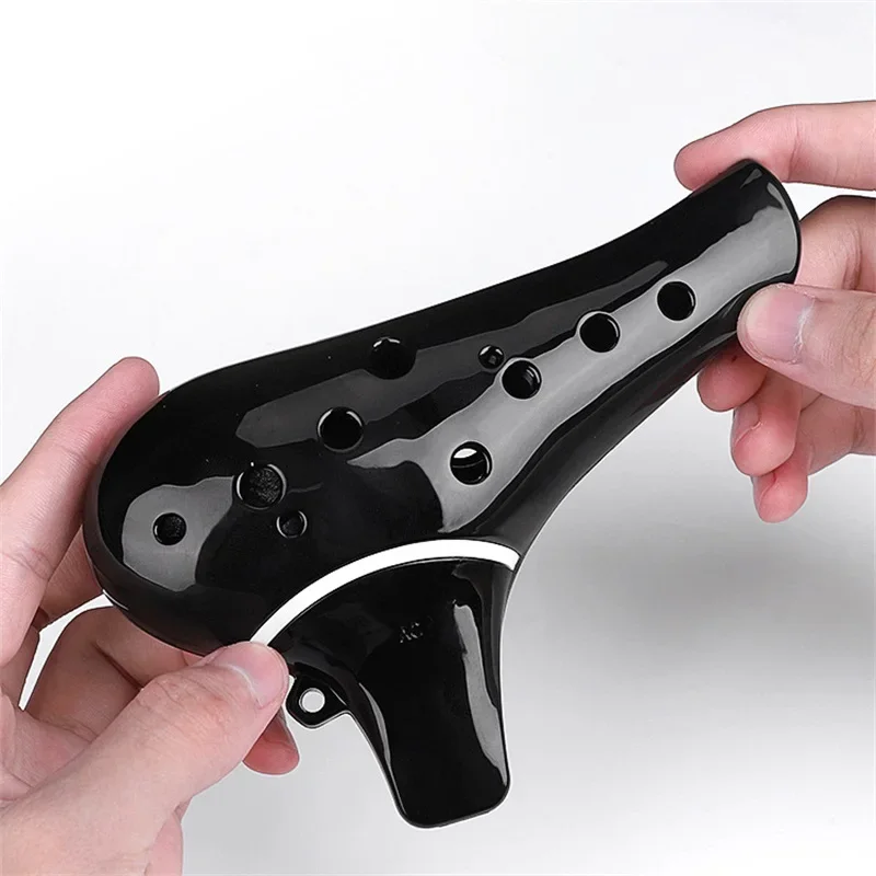 Eco-friendly ABS Resin 12 Hole Ocarina Ceramic Alto C Legend Of Ocarina Flute Black White Style Musical Instrument For Beginner