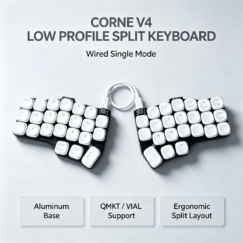 X.tip Corne V4 Low Profile Split Mechanical Keyboard Kit Aluminum Bottom Welding Red Switch Ergonomic Layout Wired Vial Travel