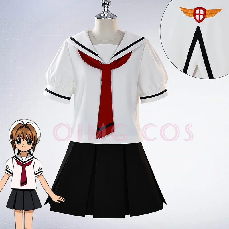 KINOMOTO SAKURA Cosplay Costume Carnival Uniform Wig Anime Costumes  Women  Halloween Game