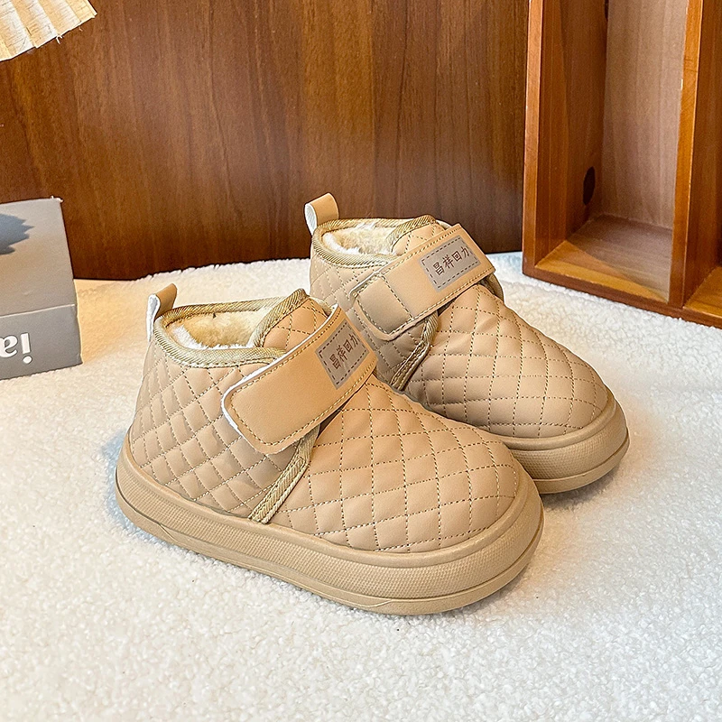 

Children Girls Warm Fur Lined Winter Snow Boots Waterproof Ankle Outdoor Booties Comfortable Slip On Platform Casual Shoes